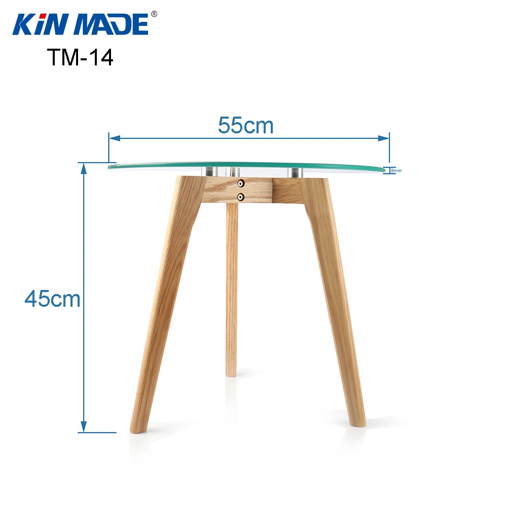 Треугольный журнальный столик Kinmade из закаленного стекла с Дубовыми ножками
