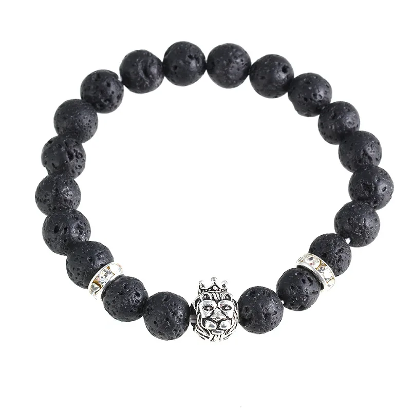 Natural Stones Silver Lion Charm Women Bracelets With Crown Crystal Accessories Men | Украшения и аксессуары