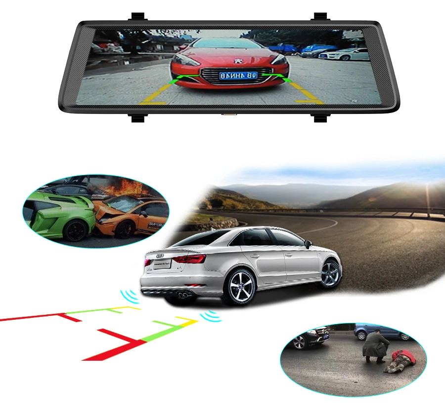 QUIDUX 10 дюймов Видеорегистраторы для автомобилей Зеркало заднего вида Android 3g gps