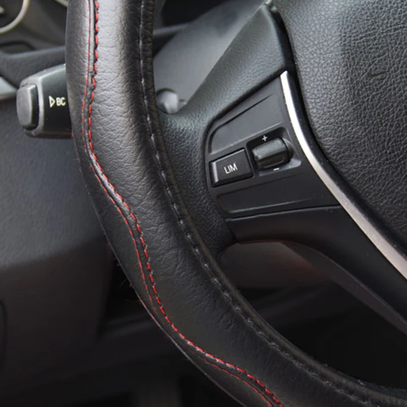 

Car Truck PU Leather Embossed Steering Wheel Cover Steering-Wheel For Auto Diameters 36 38 40 42 45 47 50CM 7 Sizes to Choose