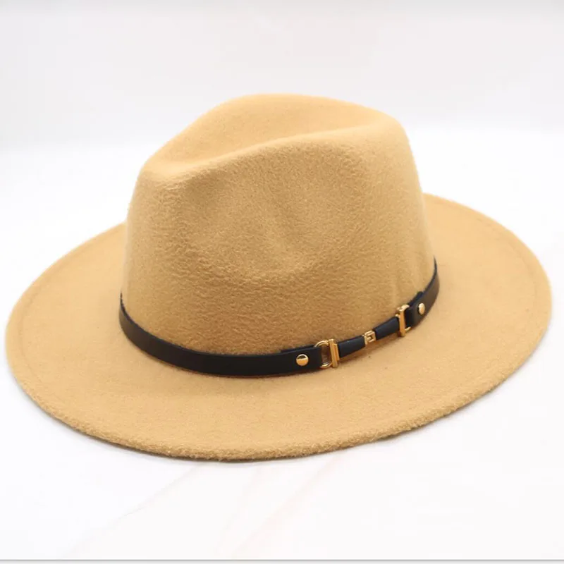 Camel Chapeu Feutre Дизайнерская Женская Шляпа Fedora Для Laday с широкими полями Sombreros, джазовая церковная Кепка, Панама, Шляпа Fedora - Цвет: Camel