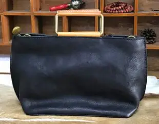 Кожа женщины сумку Винтаж большой Ёмкость дамы Tote ремень из натуральной кожи хозяйственная Сумочка Мода Crossbody сумки на плечо - Цвет: Черный