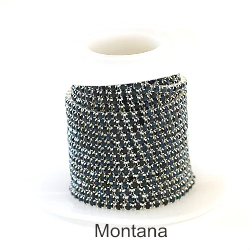 Montana SS6, 1 ярд, 5 ярдов, Красочные Стразы, цепочка, стекло, ПРИШИТАЯ отделка, с серебряным интенсивным коготком, для украшения своими руками, F0091 - Цвет: Montana