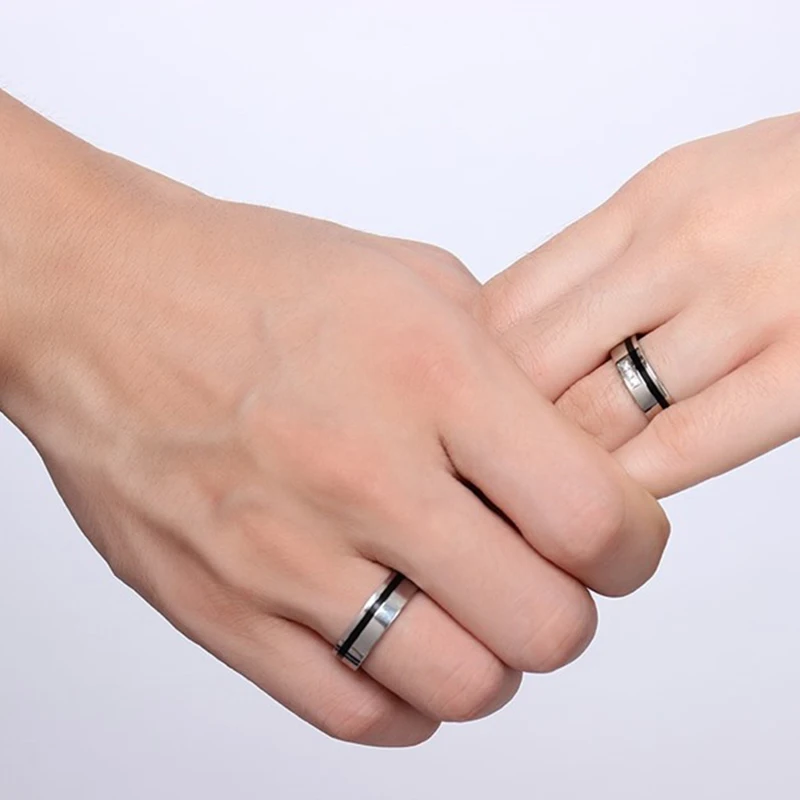 Серебряный Цвет Альянс Обручение Wedding Band Пару Кольца для Для женщин и мужчин Bague