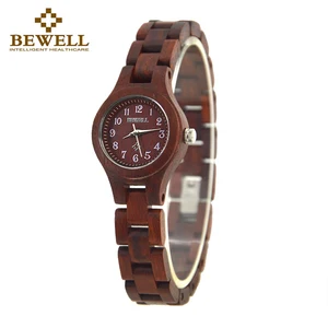 Часы BEWELL 123A женские с красным тонким деревянным браслетом, роскошные брендовые аналоговые, цифровые, с японским механизмом, кварцевые наручные для девушек, 21 г