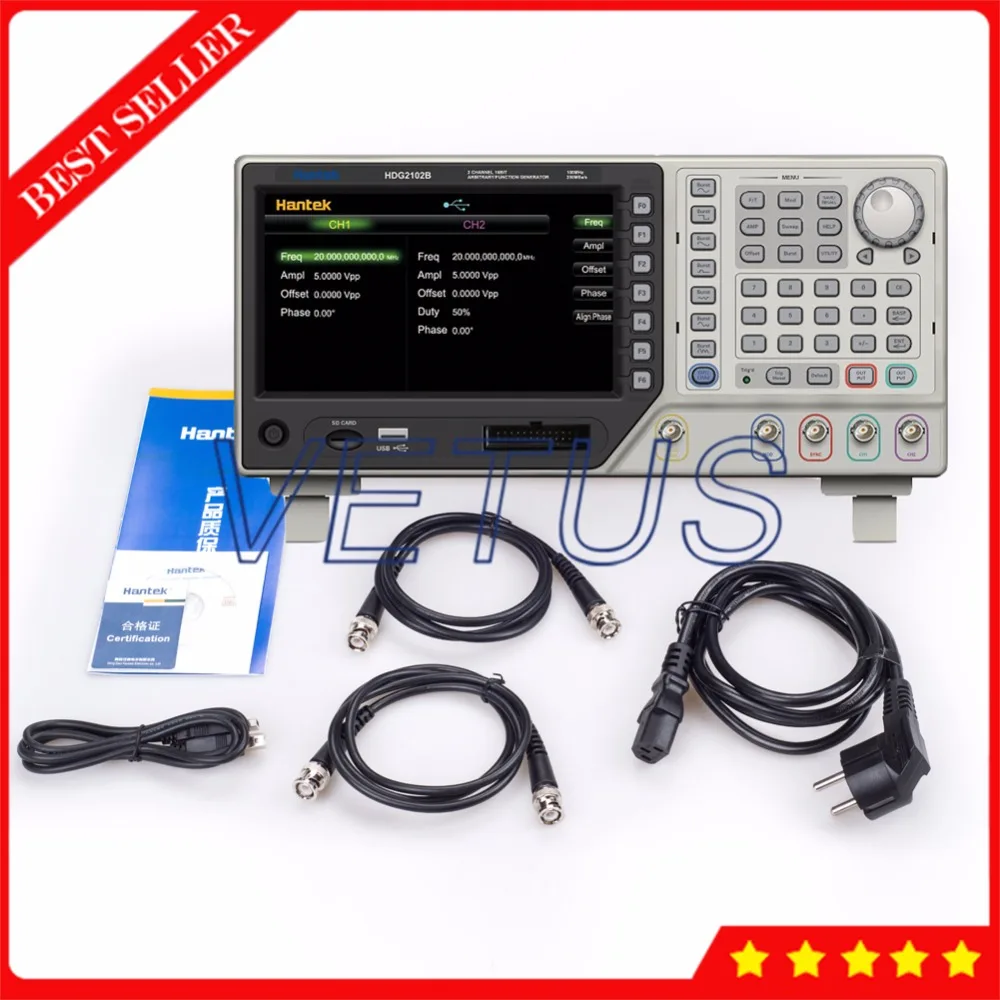 Hantek HDG2102B функциональный генератор цена с 64M памятью 100MHz 250MSa/s сигналов