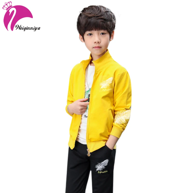 weiqinniya Boys Set Kids Sports Tracksuit For Boy Fashion Children Letter Clothing 2018 Cartoon 3pc Sets Autumn |