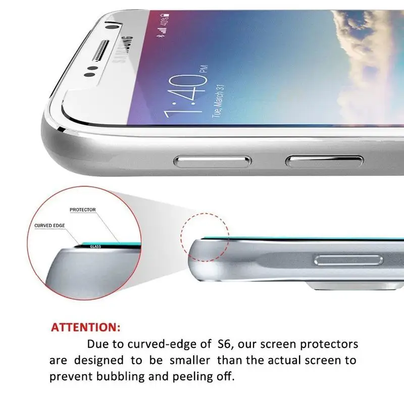 9H Anti-Scratch Premium 0.3mm 2.5D Tempered Glass Screen Protector For Samsung Galaxy S6-(2 Packs) | Мобильные телефоны и