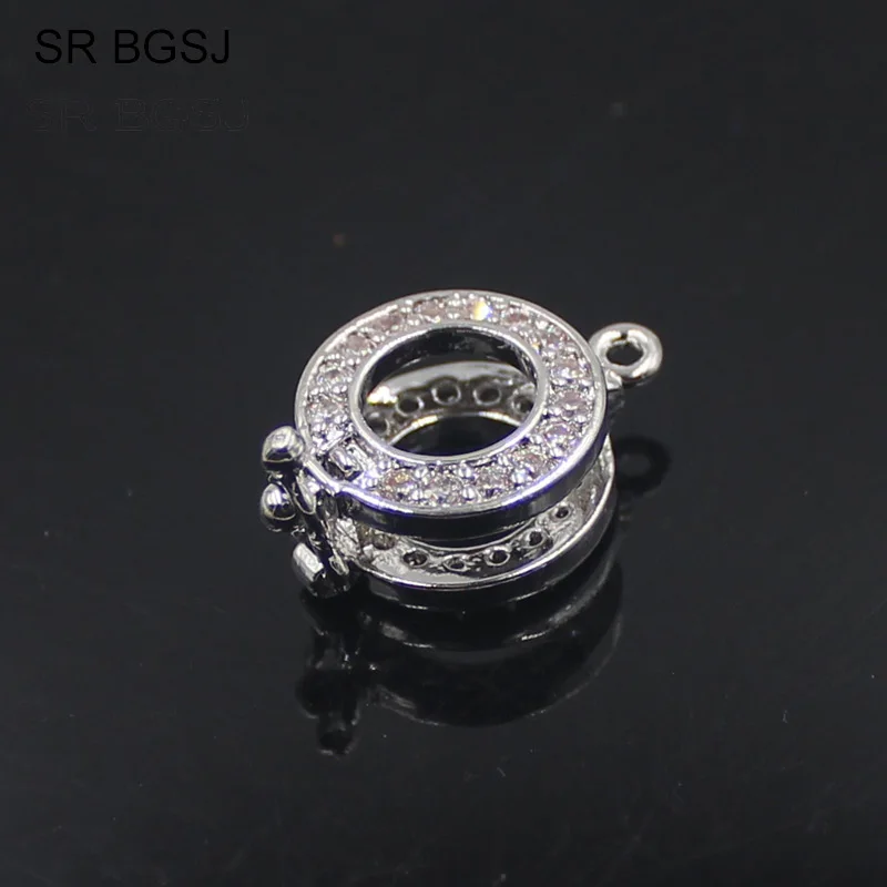 Free shipping 12mm Micro Pave Cubic Zircon Round Ring Drop Contact Clasp Jewelry DIY Findings Clasp|Ювелирная фурнитура и