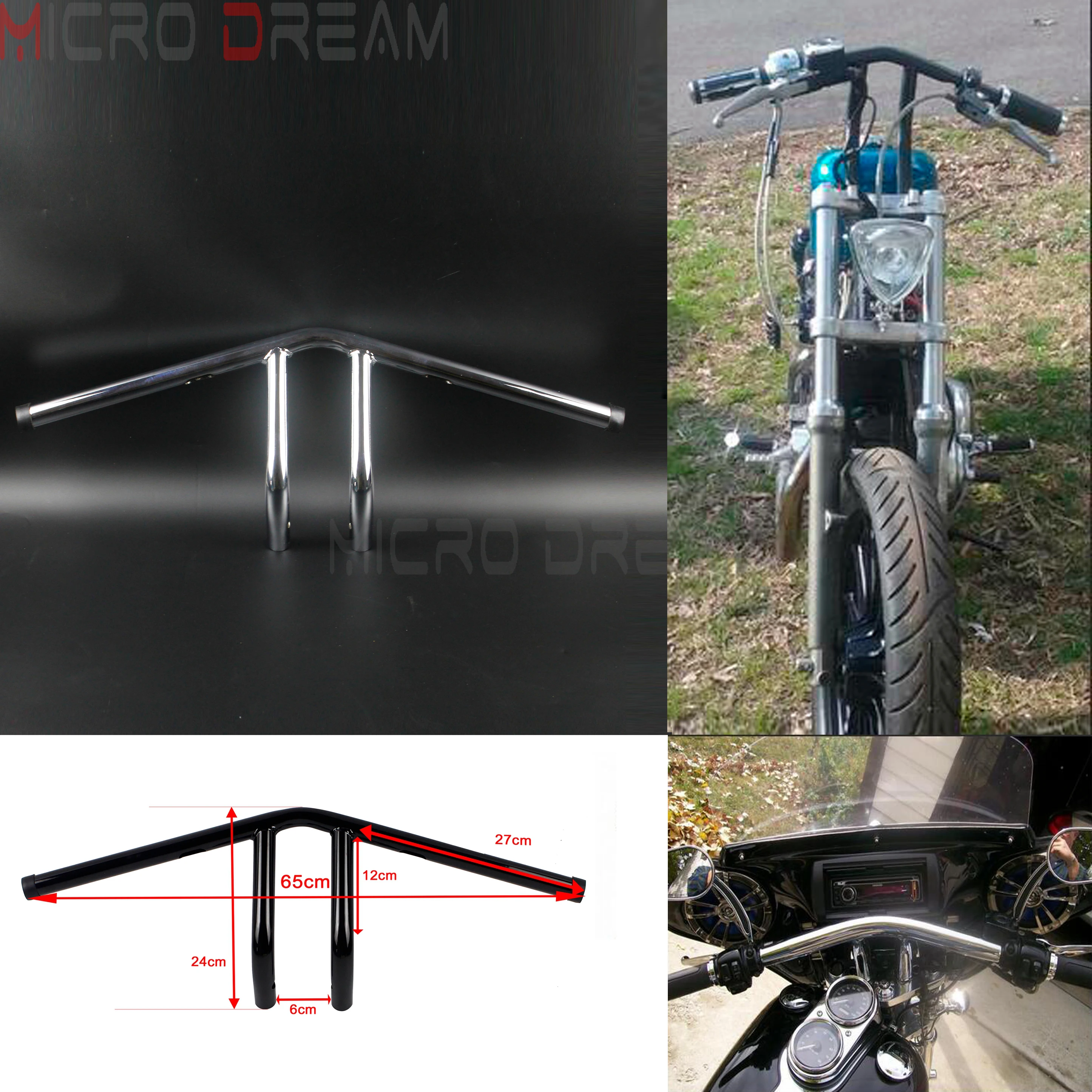 Хром Мотоцикл 1 дюйм/1 ''руль подъем 6'' бары для Harley Softail Dyna Chopper Cafe Racer с фокусным расстоянием 25 мм виски руль