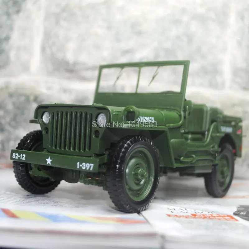 YJ 1/18 Scale World War II U. S. Army Willys JEEP Diecast Metal Car Model Toy New In Box For Collection/Gift/Kids |
