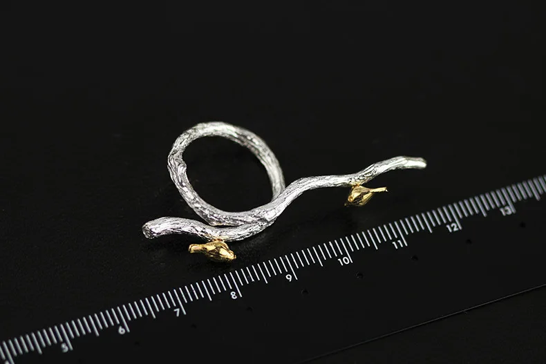 

Amxiu Real 925 Sterling Silver Handmade Jewelry Adjustable Open Ring Branch Bird Rings for Women Girls Bijoux Mother's Day Gift