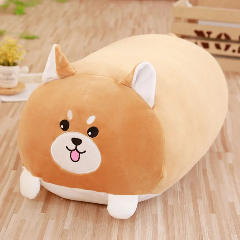 Dog Цилиндрические животные плюшевые игрушки круглой формы жирная кукла кошка Пингвин лягушка, свинья собака лежа Спящая плюши подарок для детей - Цвет: Dog
