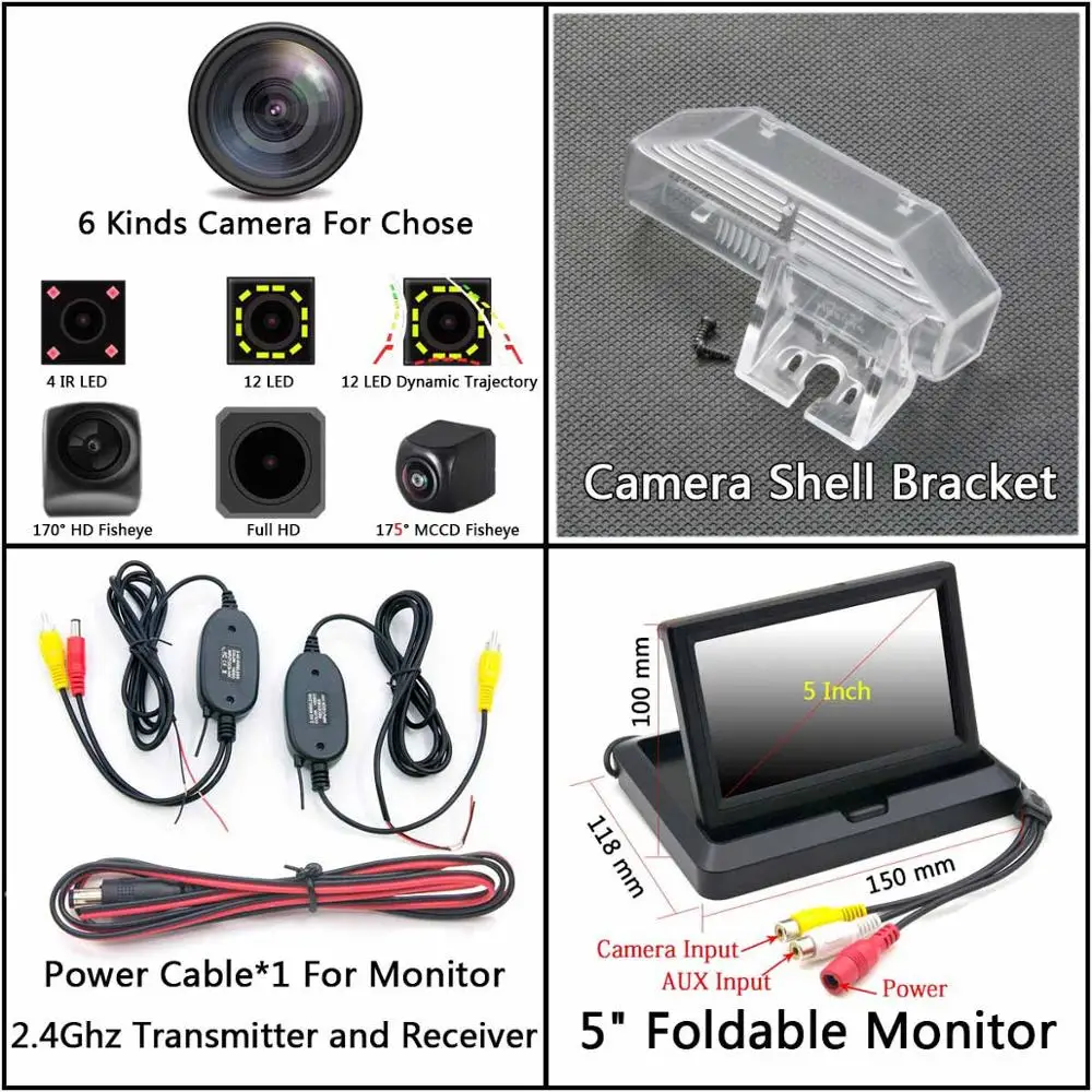 Cam Wireless 5 Fold 175 градусов 1080P Fisheye задний вид автомобиля Камера для Mazda 6 M6 2009 2010 2011 2012 2013 RX-8 Atenza автомобильный монитор - Название цвета: Cam Wireless 5 Fold