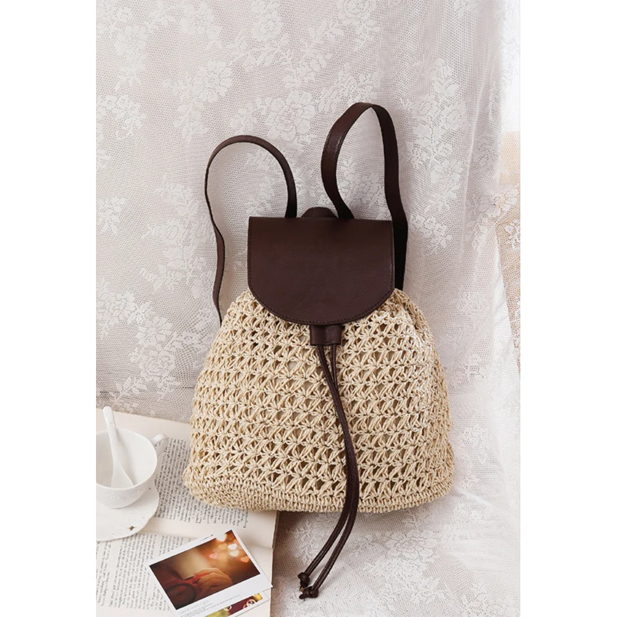 Летний соломенный рюкзак для женщин кошелек с полым шнурком сумки на плечо