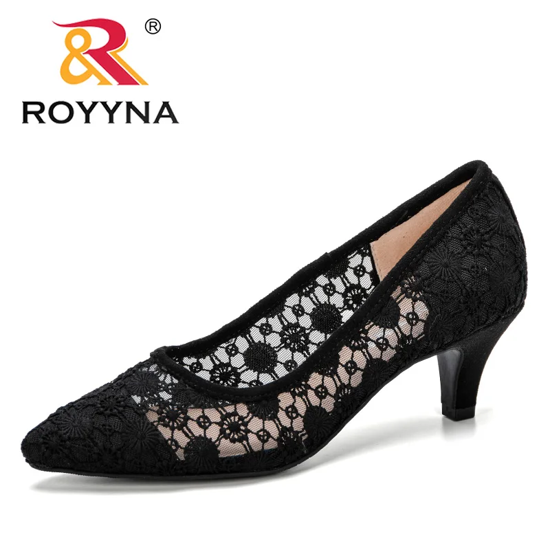 

ROYYNA 2019 New Style Women Slip-On Shallow Wedding Party Thin Heels Pointed Toe Woman High Heels Pumps Women Dress Shoes Trendy