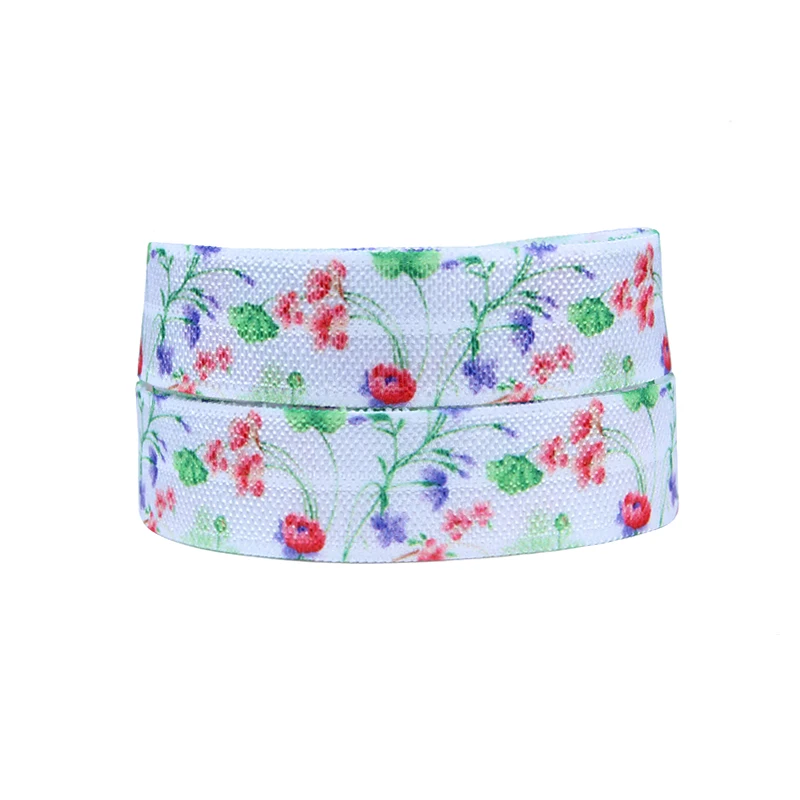 

(50yards/lot) Multi- colors flower fold over elastic