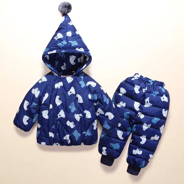 

New Children's pantsuit down jacket boys and girls winter thick pantsets 0-3 years old