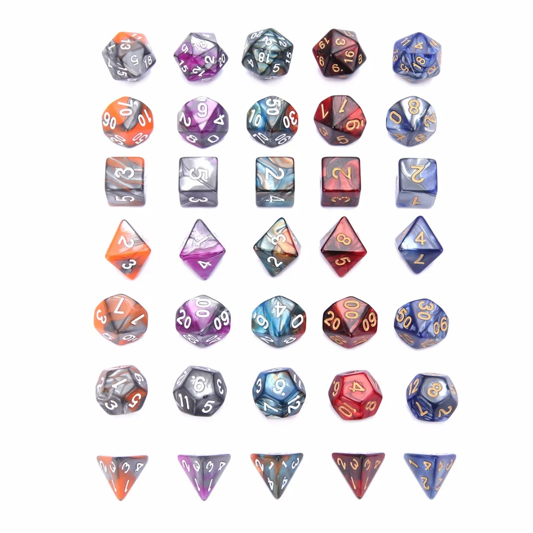 35 шт Разноцветные D20 D12 D10 D8 D6 D4 многогранные игральные кости наборы для подземелий драконов настольные игры+ сумки