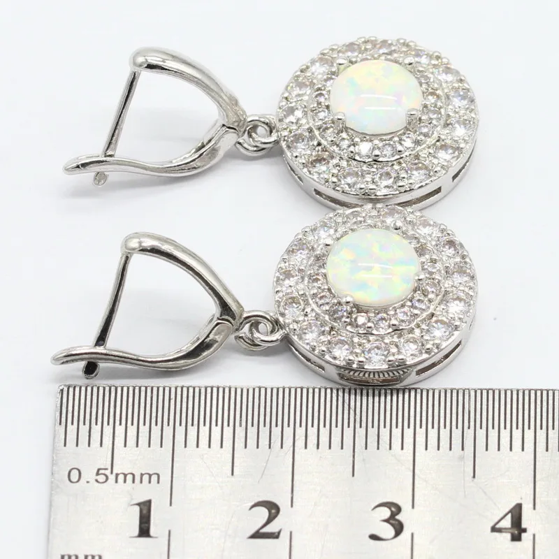 Ювелирные наборы из стерлингового серебра 925 пробы для женщин Круглое Белое