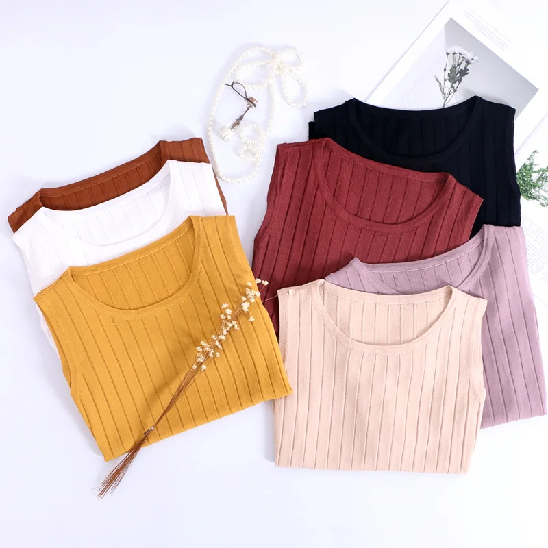 Женская Трикотажная майка GOPLUS Повседневная Эластичная без рукавов с круглым