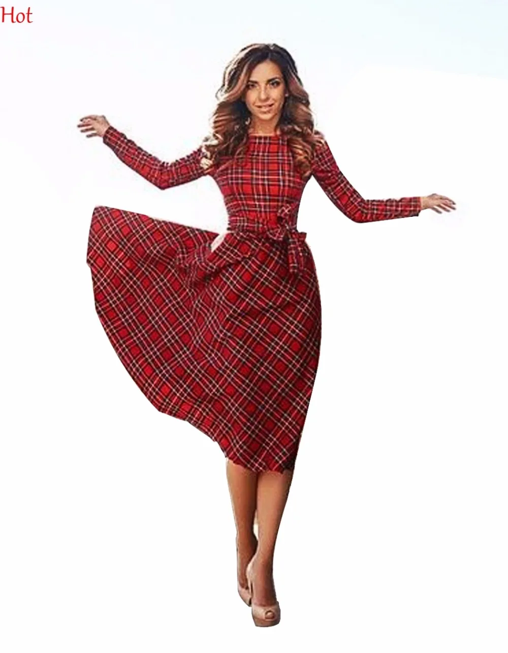 Женское платье рубашка модное осеннее Плиссированное ТРАПЕЦИЕВИДНОЕ ПЛАТЬЕ в