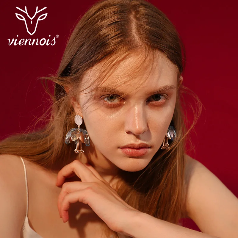 От Viennois покрытие из корейский Стиль милые Красный Хрустальный цветок свисающие