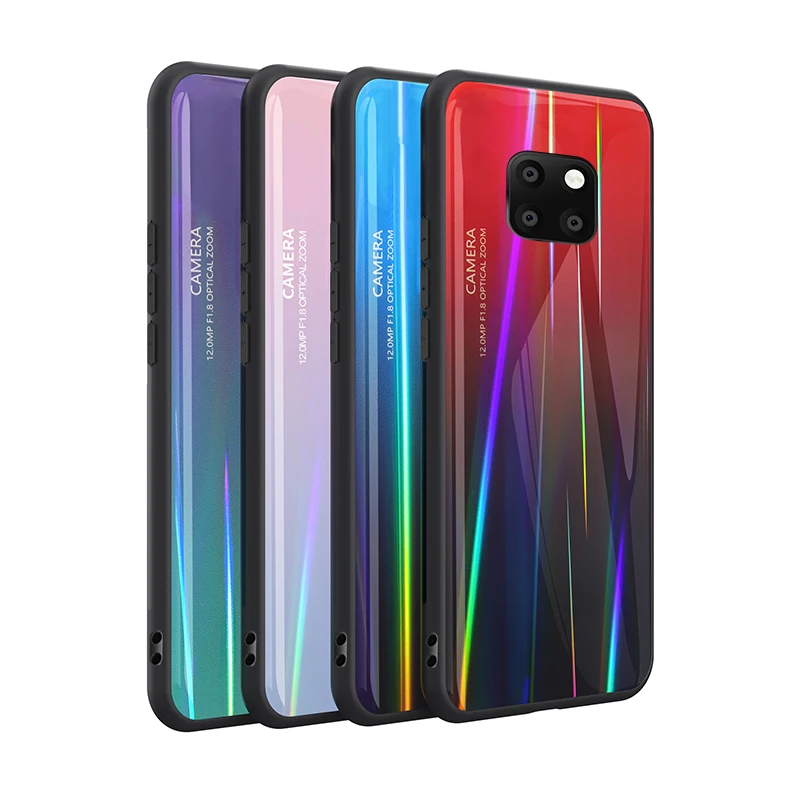 Чехол из закаленного стекла для Huawei P30 Pro градиент цвета Аврора Лазерная