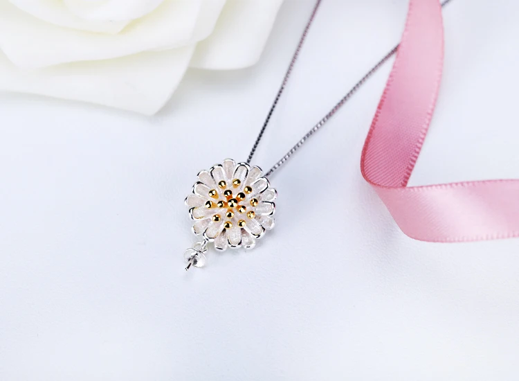 Подвеска из стерлингового серебра S925 пробы с хризантемой и камнем пустая 6 мм 7 8 9