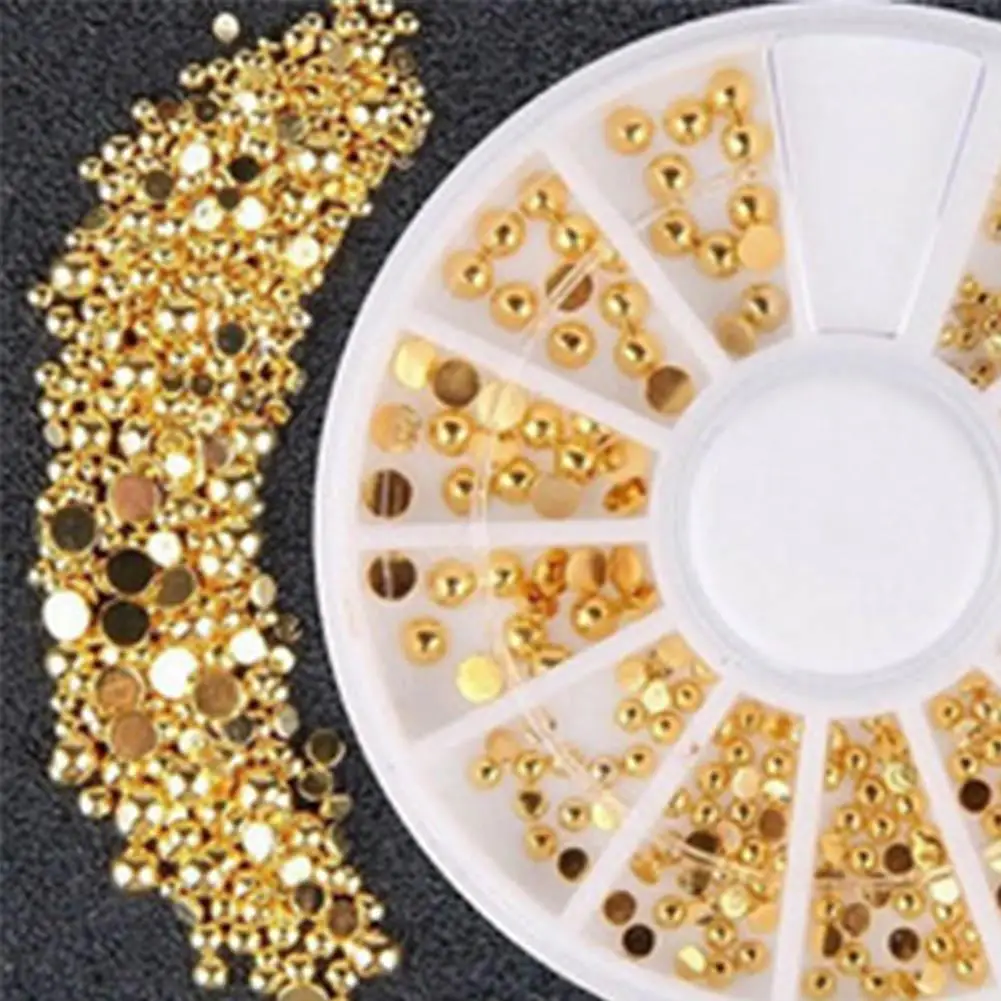 Gold Nail Art Decoration Tips Metal Beads Rhinestone Jewelry Shinning Decor Manicure | Красота и здоровье