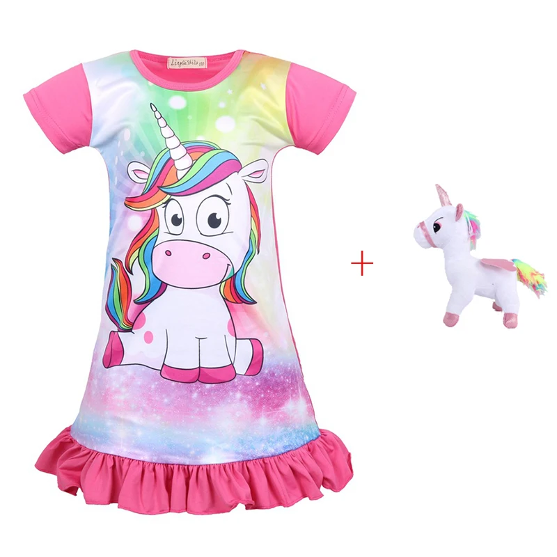 2019 Kids Baby Girls Unicorn Sleepwear Dress Rainbow Doll Pajamas Girl Birthday Party Up Fancy Halloween Unicornio Costume | Детская