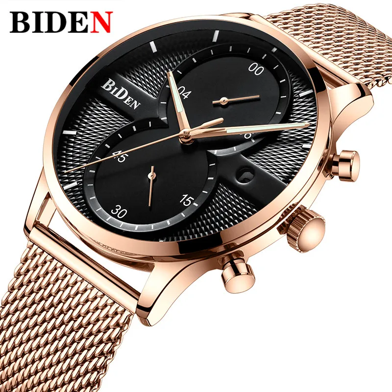 Новинка 2018 модные мужские водонепроницаемые часы розовое золото Роскошные Топ