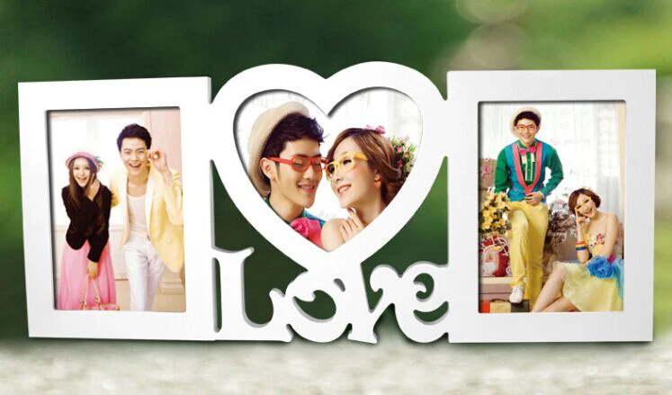 Милая любовь фоторамка в форме сердца с двумя изображениями Висячие для