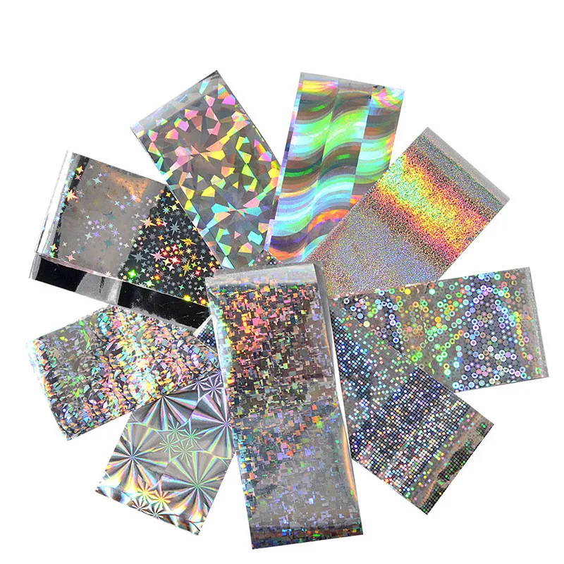 Ослепительная Голографическая фольга для ногтей 10 шт./лот звездное небо золотой