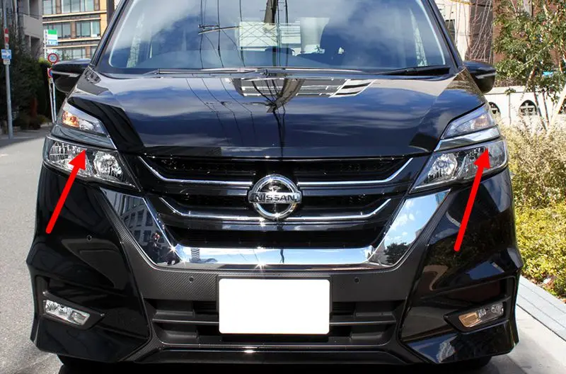 ABS Хром Передняя фара Накладка для Nissan Serena C27