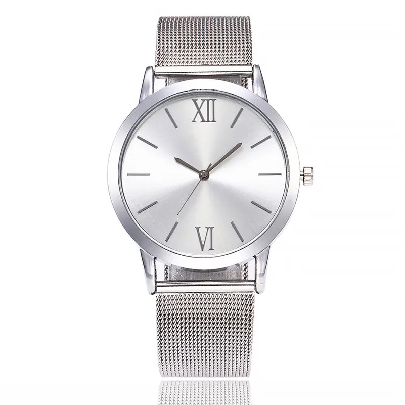 Простые Модные женские часы повседневные кварцевые сетка розовое золото