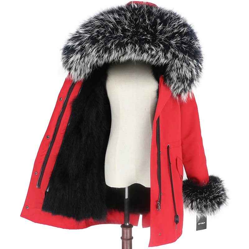 OFTBUY пальто с натуральным мехом енота, капюшон с манжетами, подкладка из лисьего меха, зимняя куртка, Женская длинная парка, водонепроницаемая верхняя одежда, новинка