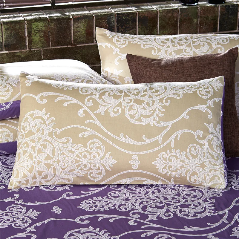 Домашний Текстиль Фиолетовый Золотой Цветок Зеркало Стиль 100% Хлопок Постельного