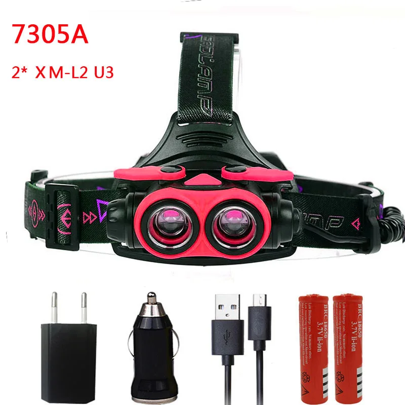 Option C Litwod z307305A 8000LM светодиодный налобный фонарь XM-L2 U3 4 режима Перезаряжаемые головной светильник фара Точечный светильник головной светильник 2*18650 Батарея - Испускаемый цвет: Option C