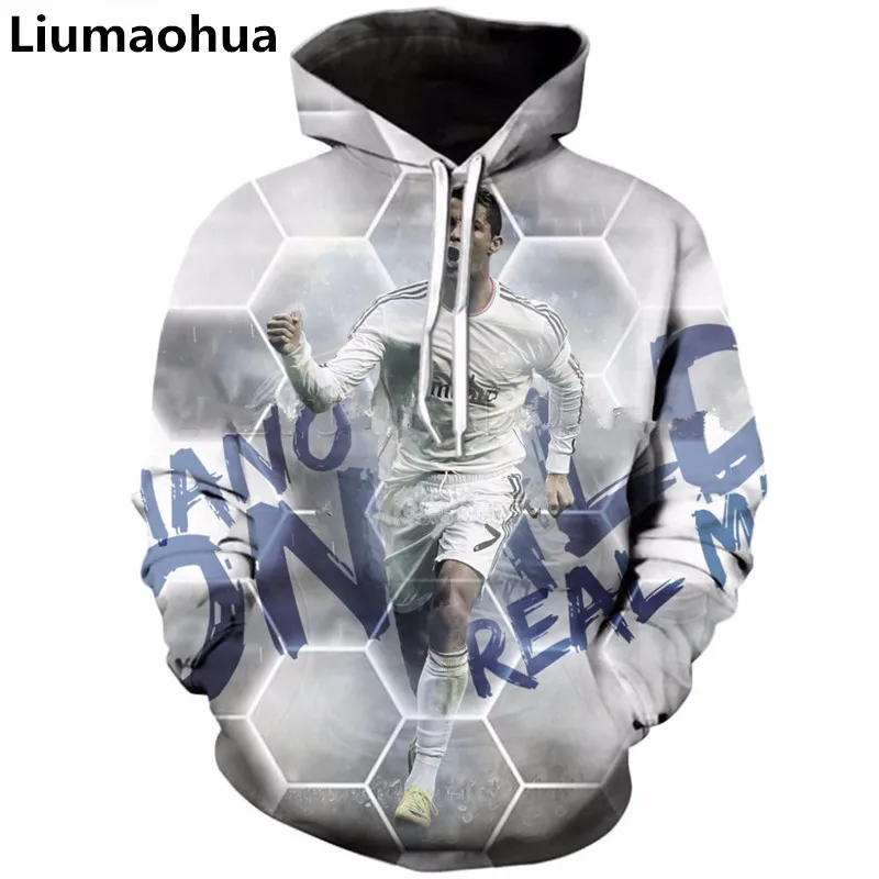 Liumaohua 2018 latest fashion men's hoodie Cristiano Ronaldo 3d printed hooded sweatshirt | Мужская одежда