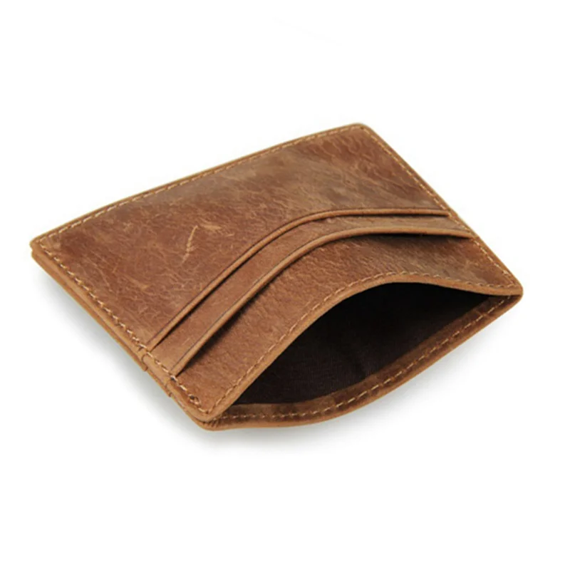 

Bisi Goro Men Genuine Leather Card Holder Purse Vintage 2021 Mini Credit Card Case Men Cowhide Leather Famous Small Short Purse