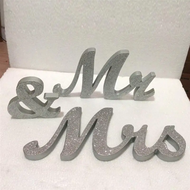 MR & MRS деревянные буквы для свадьбы украшение свадебный подарок (серебро)|mr mrs