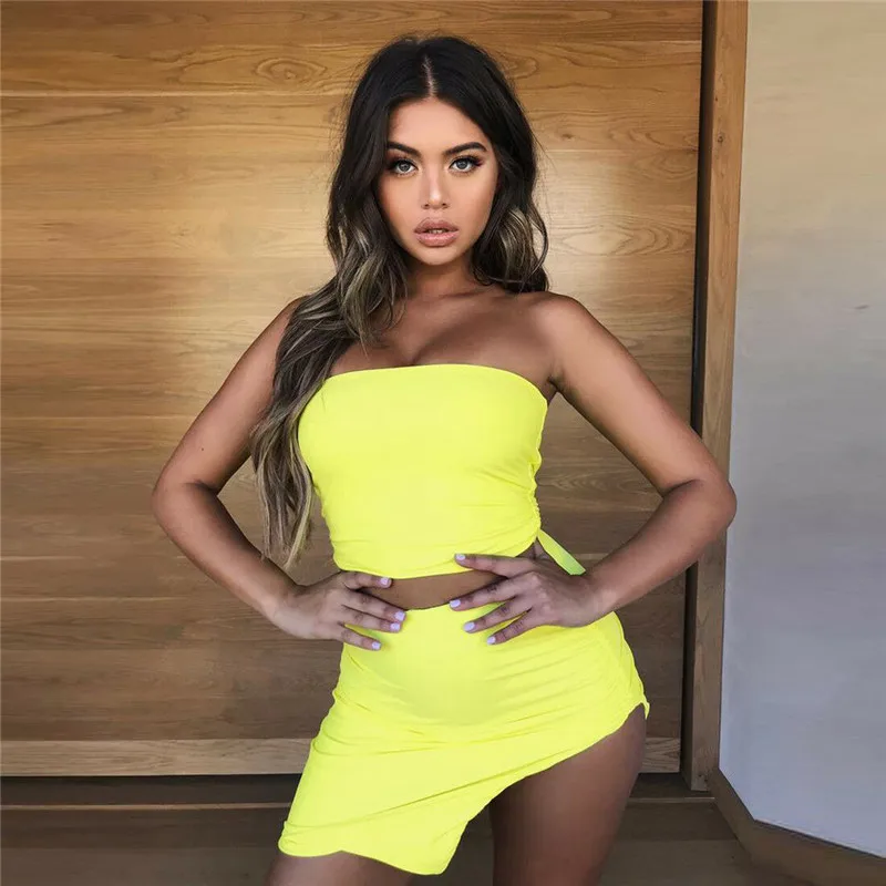 Женский сексуальный комплект из 2 предметов обтягивающие наряды короткий топ и