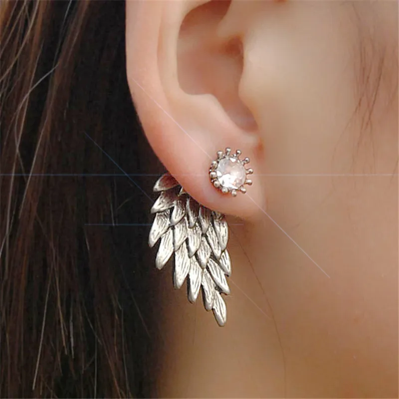 

Korean Pop Angel Wings Rhinestone Studded Elloy Earrings Ladies Party Jewelry Earrings Ladies Personalized Earrings Wholesale