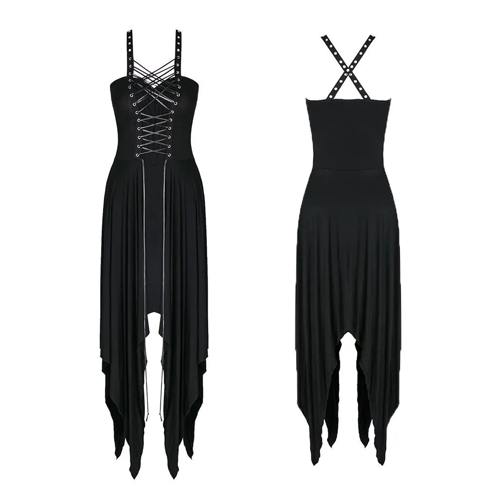 Женское готическое платье с открытыми плечами и асимметричным подолом | Женская