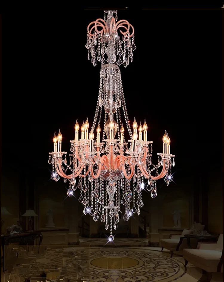 Stariway розовая хрустальная люстра Висячие лампы 14/18 шт отель лестницы Освещение