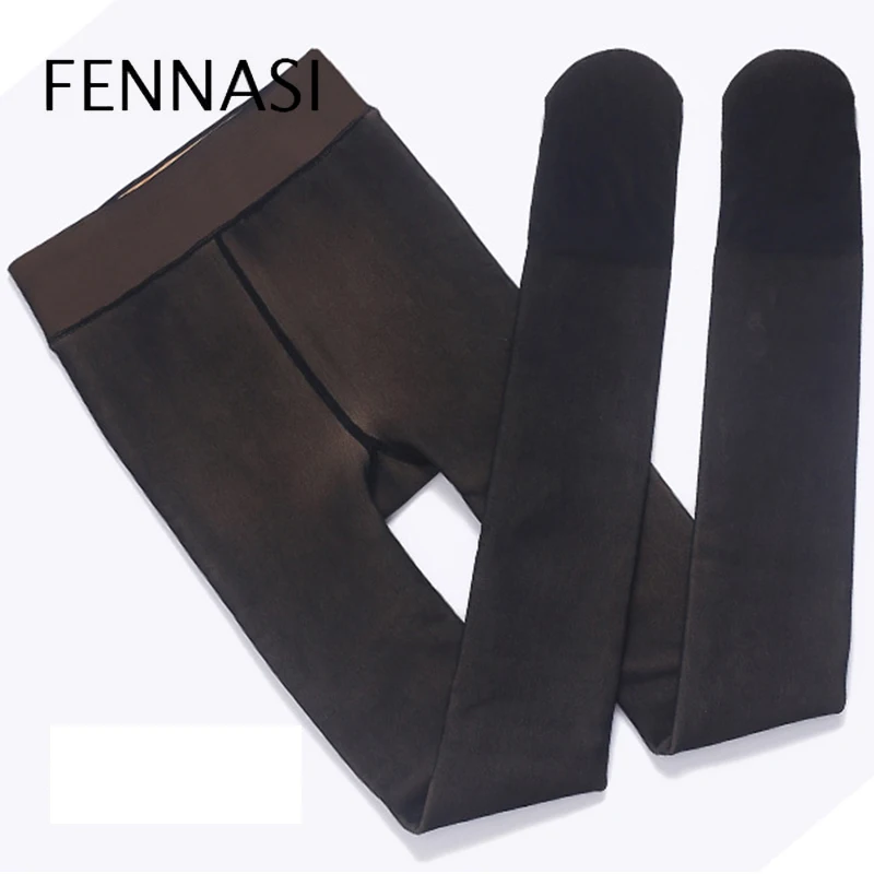 Женские однотонные Многослойные теплые колготки FENNASI черные плотные бархатные с