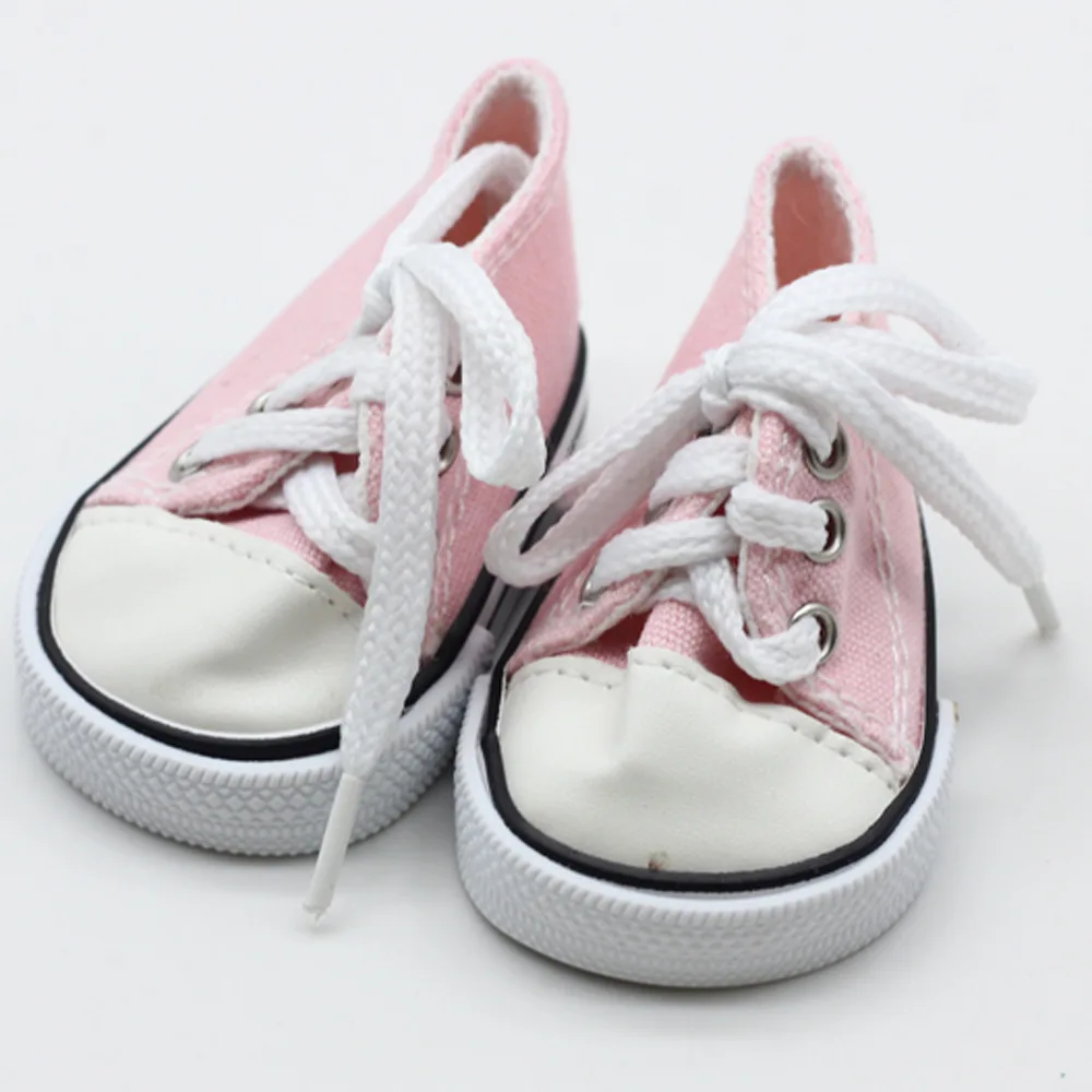 Pink Color Розовые/белые/ковбойские/красные кукольные туфли для 18 дюймов, детские кроссовки ручной работы, одежда для девочек, аксессуары 43 см, Детская кукла - Цвет: Pink Color