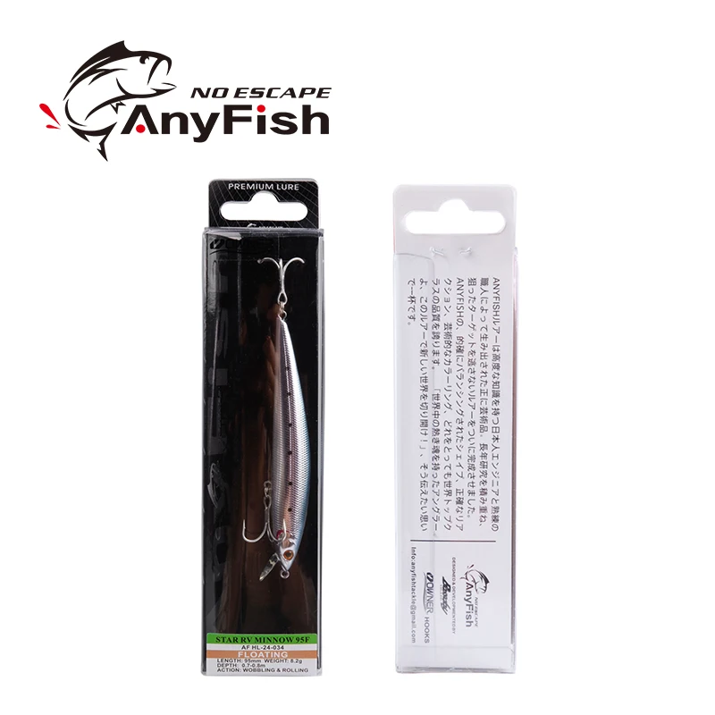 Рыболовная приманка ANYFISH RV MINNOW 95F 9 5 см 8 2 г жесткая с рыболовными крючками