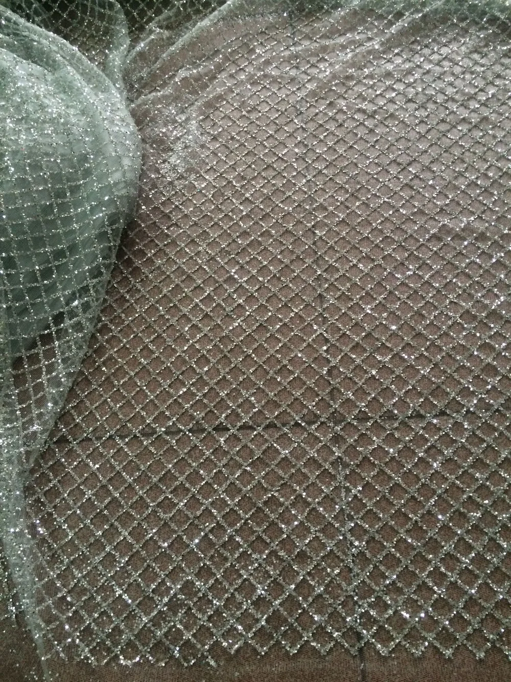 Серебряное кружево с блестками французское Тюлевое модное Африканское